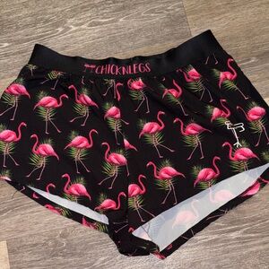 Chicknlegs Women's Black Flamingo running Shorts size medium